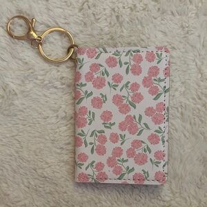 Pink Hydrangea Card Holder Keychain Wallet - Women's Accessories